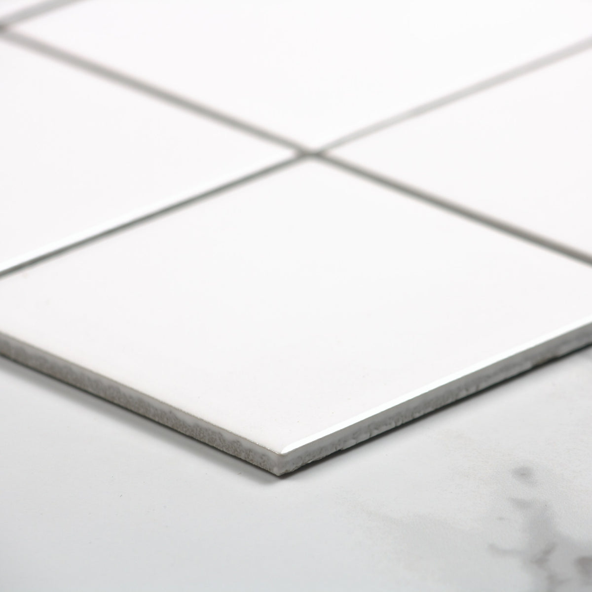 White Gloss Porcelain Glazed Square 97x97mm angle view