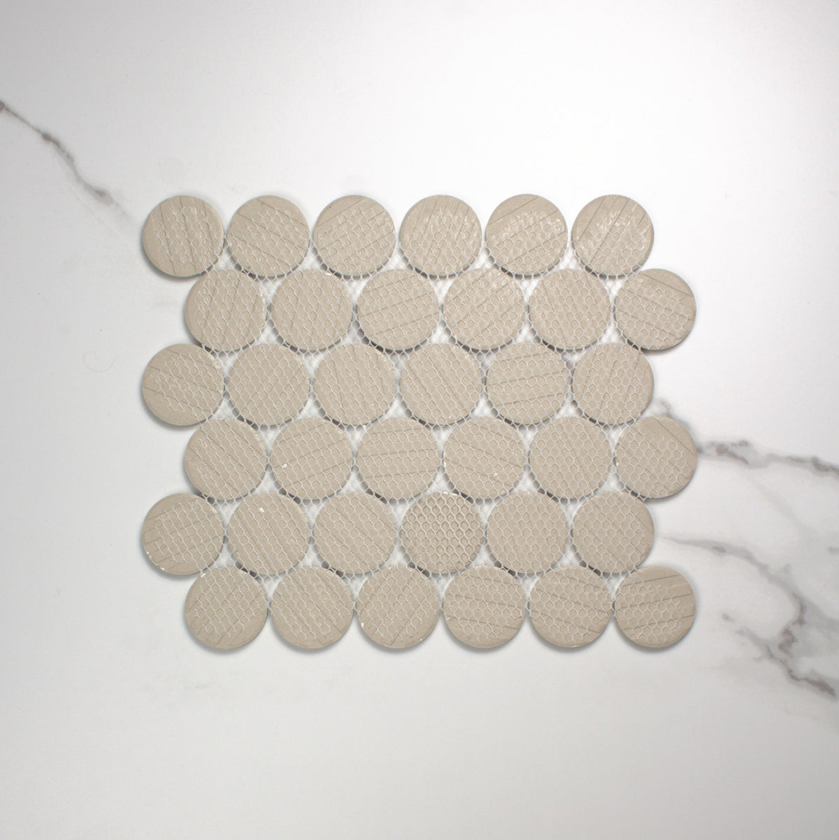 White Gloss Porcelain Glazed Penny Round 48mm top view