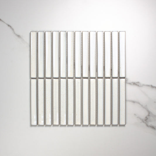 Linen Speckled Gloss Concave Porcelain Glazed Finger 20x145mm top view