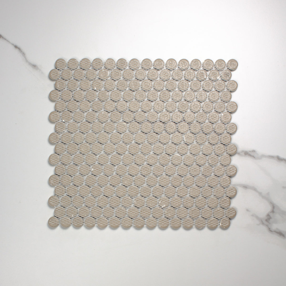 White Matt Porcelain Glazed Penny Round 19mm top view