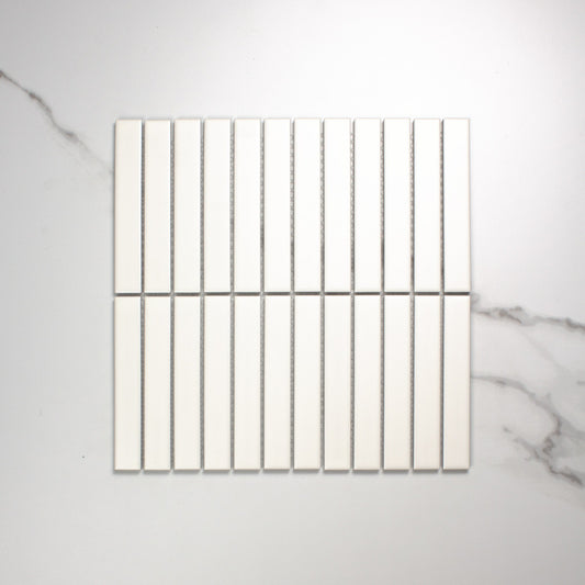 White Matt KitKat Straight Bone Pattern 22x145mm top view