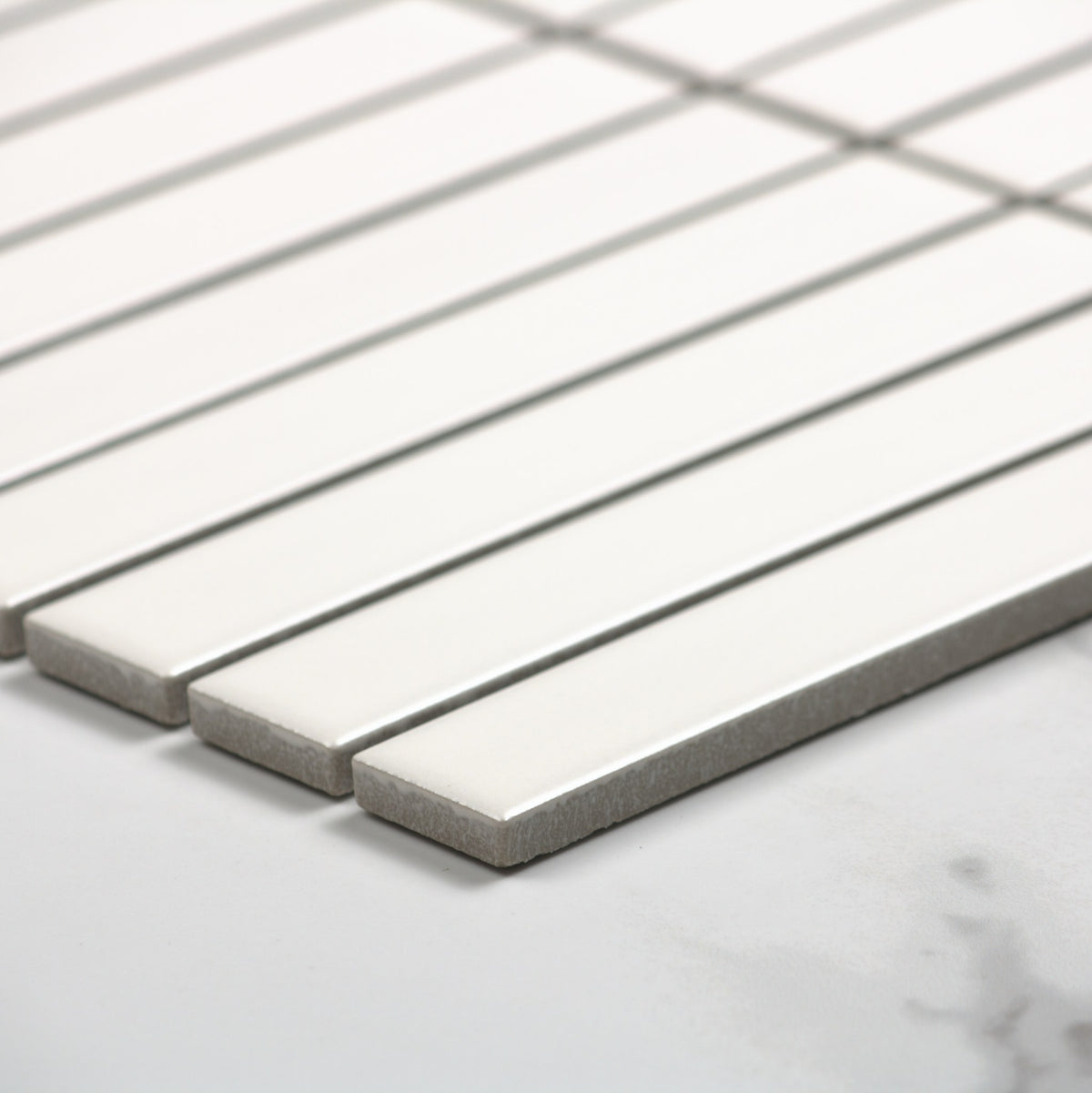 White Matt KitKat Straight Bone Pattern 22x145mm angle view