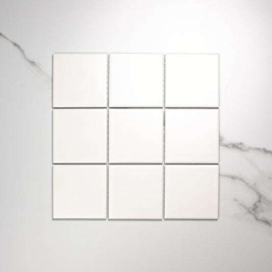 White Matt Porcelain Glazed Square 97x97mm top view