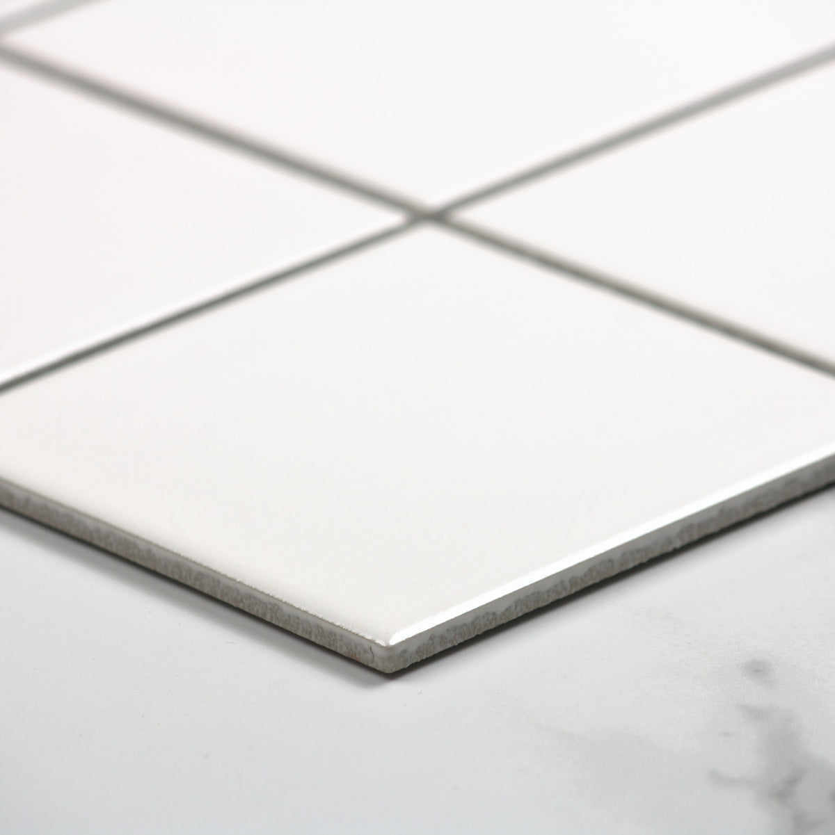 White Matt Porcelain Glazed Square 97x97mm angle view