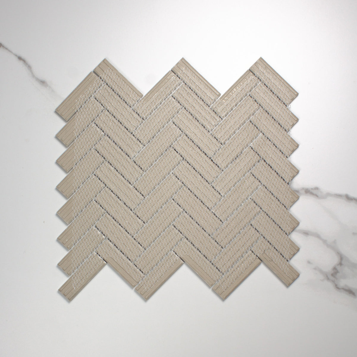White Matt Porcelain Glazed Herringbone Bond 23x73mm top view