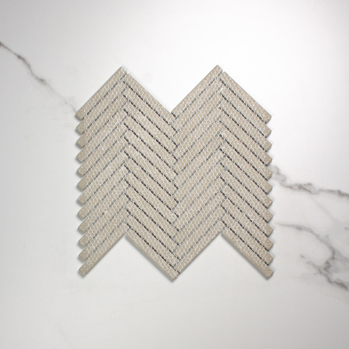 White Matt Porcelain Glazed Herringbone KitKat 12x92mm top view