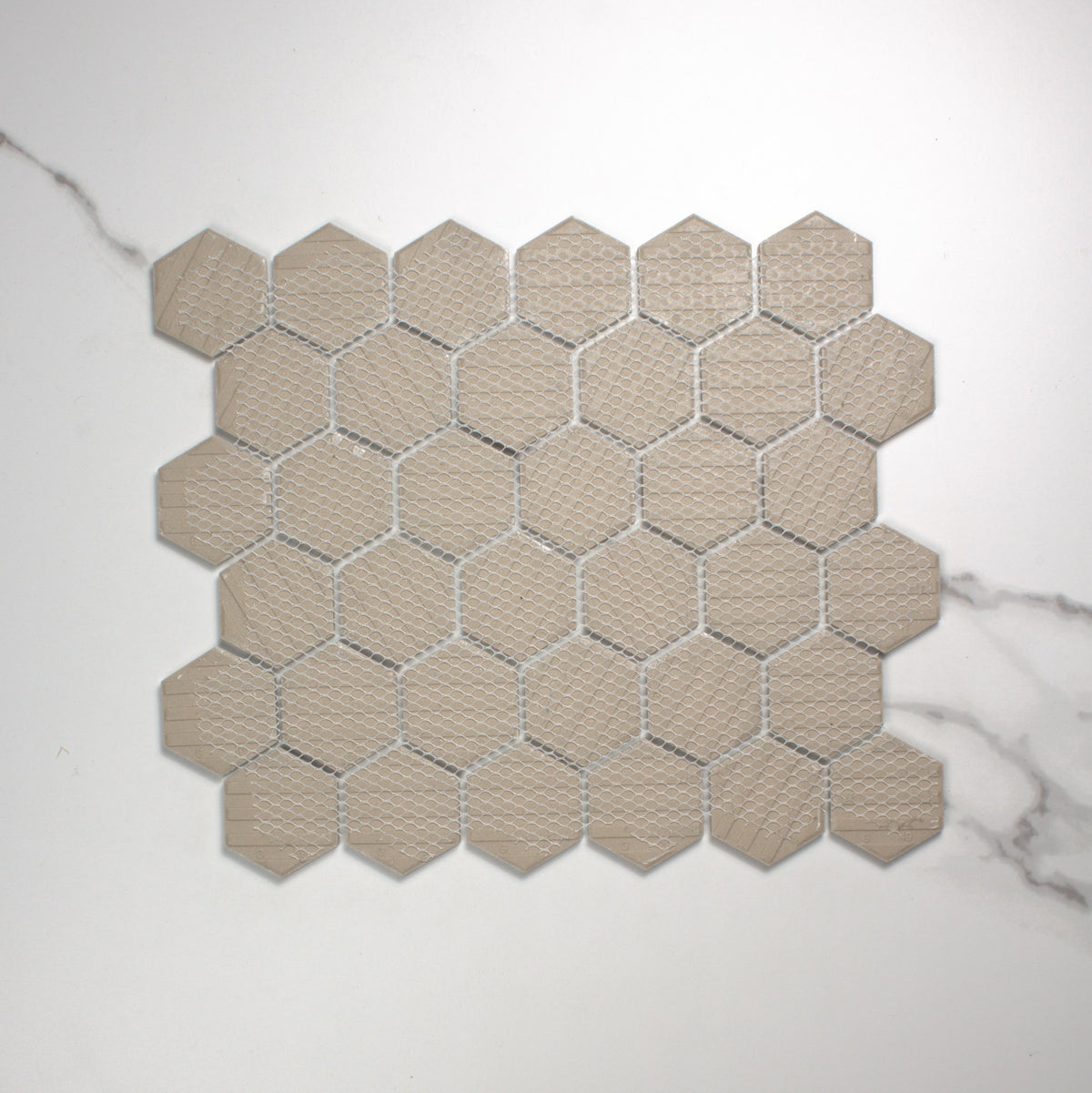 White Matt Porcelain Glazed Hexagon 51x59mm top view