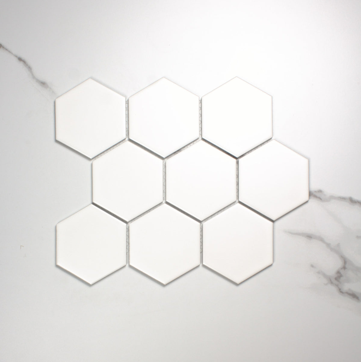 White Matt Porcelain Glazed Hexagon 95x110mm top view