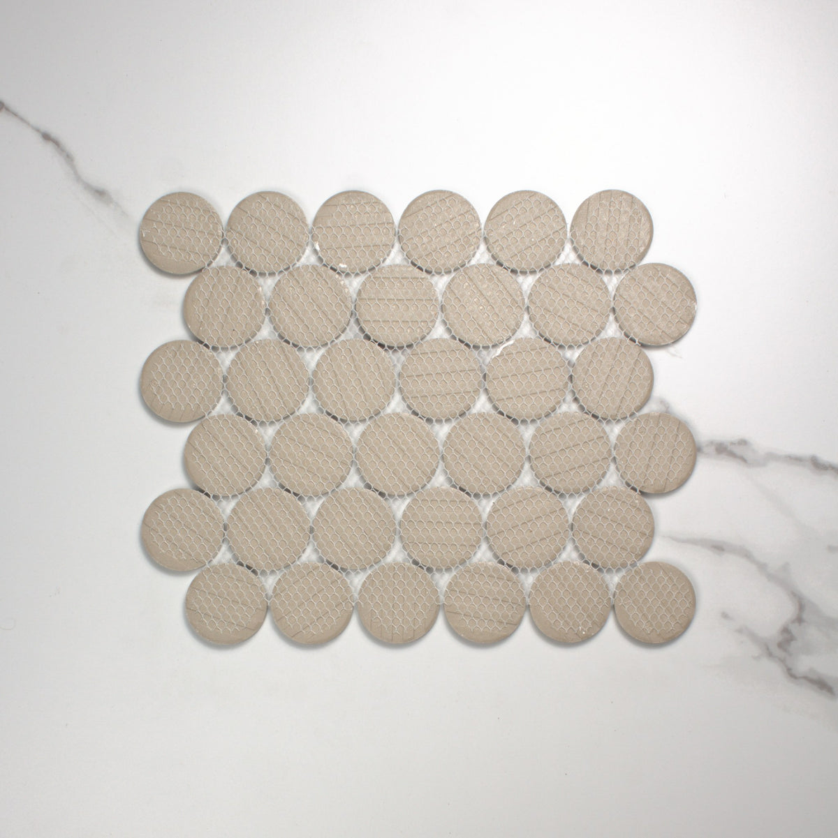 White Matt Porcelain Glazed Penny Round 48mm top view